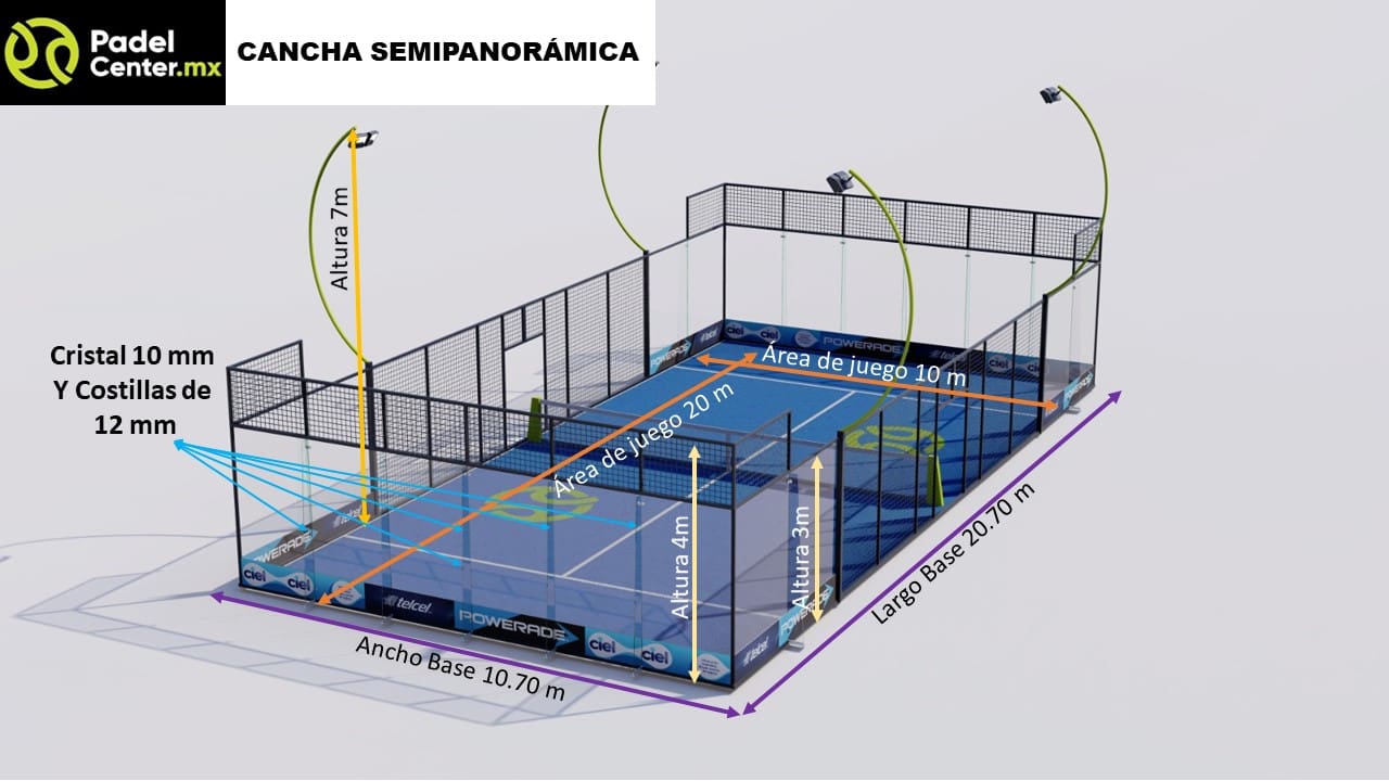 Bases para Canchas de Padel​ CANCHA SEMIPANORAMICA